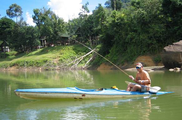 Flyfishing on canoe